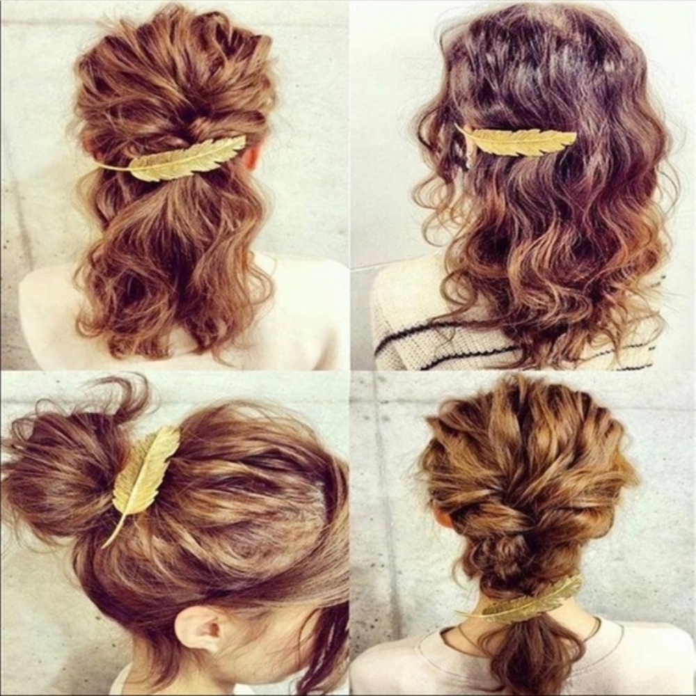 Gold Feather Hair Clip